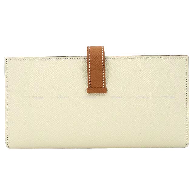 HERMES long wallet Bearn Soufflet Verso Craie/Gold Veau Epsom Silver HW Stamp U[BRAND NEW][Authentic]