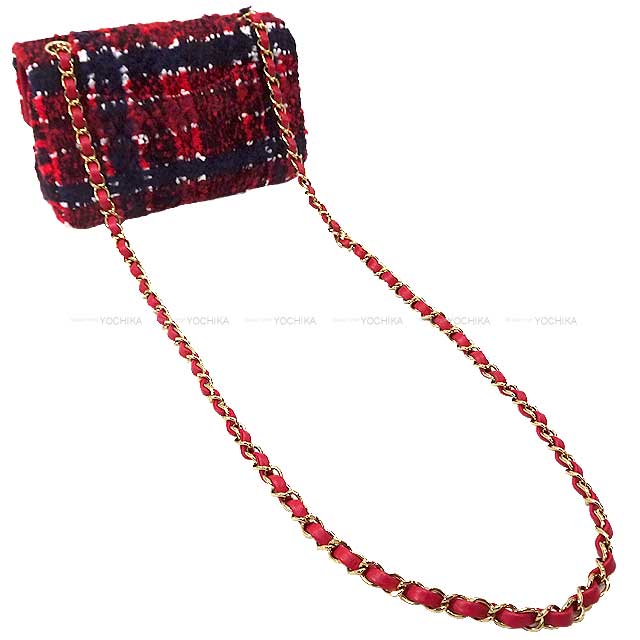 2023 AW NEW CHANEL Shoulder bag Mini Matelasse 20 Chain Mix Color red/navy/white Tweed Champagne Gold HW A69900[BRAND NEW][Authentic]