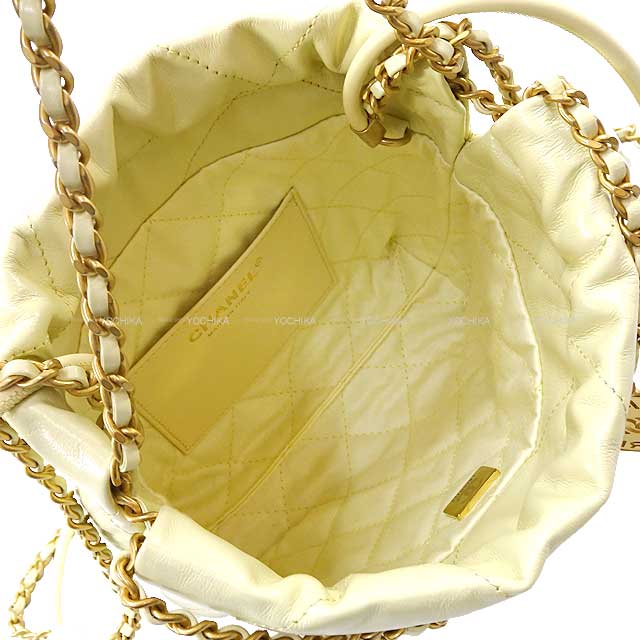 CHANEL Shoulder bag CHANEL 22 Mini Matrasse With Medal Charm Chain Bag Yellow Shiny Calf Skin Gold HW AS3980[BRAND NEW][Authentic]