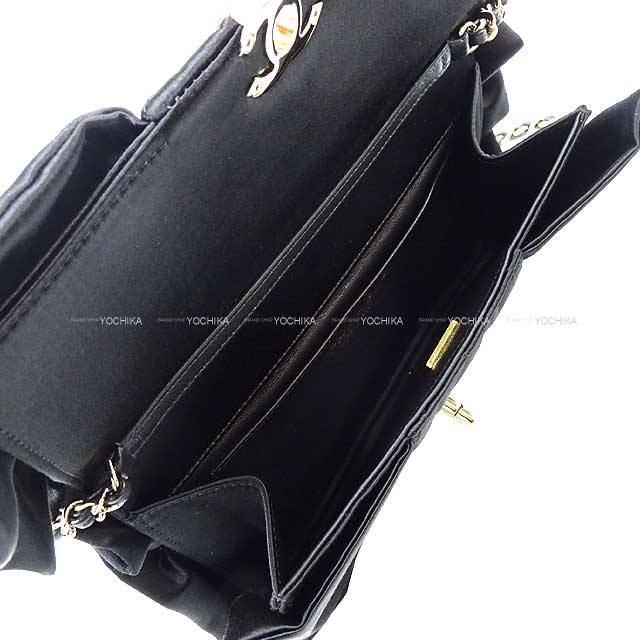 2023 AW NEW Mediatore CHANEL Clutch bag Ribbon Matelasse Chain Noir (Black) Satin Champagne Gold HW AS4098[BRAND NEW][Authentic]