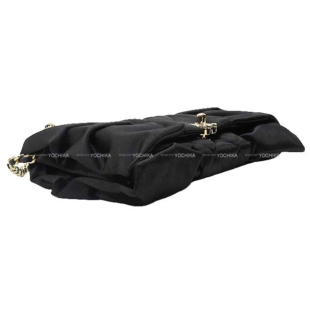 2023 AW NEW Mediatore CHANEL Clutch bag Ribbon Matelasse Chain Noir (Black) Satin Champagne Gold HW AS4098[BRAND NEW][Authentic]