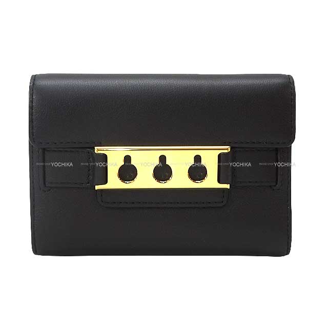 Delvaux Tri-fold wallet Tempete Compact Noir (Black) Supple Calf  Gold HW AB0564AAX099ZD0[EXCELLENT][Authentic]