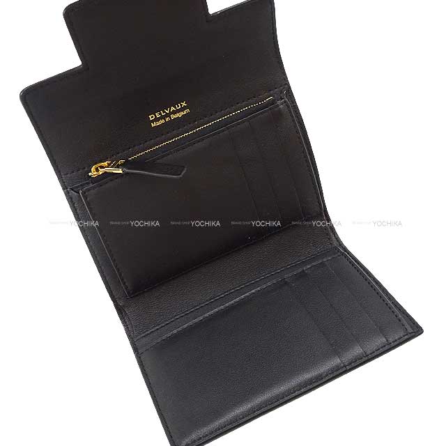 Delvaux Tri-fold wallet Tempete Compact Noir (Black) Supple Calf  Gold HW AB0564AAX099ZD0[EXCELLENT][Authentic]