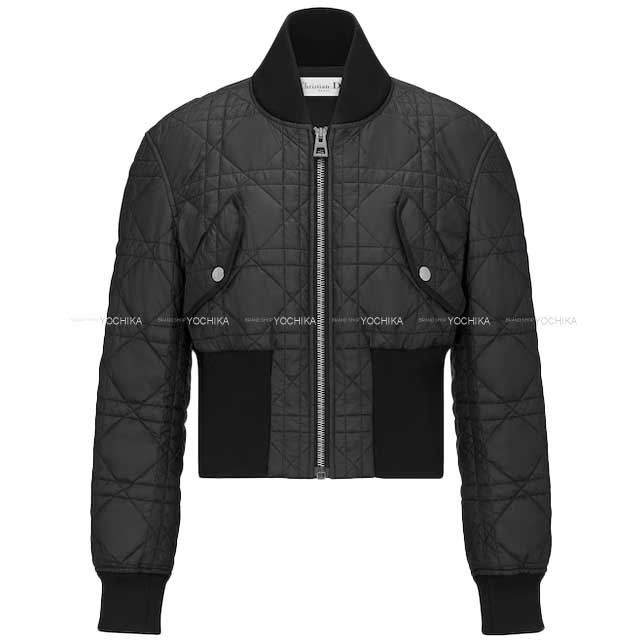 Dior Blouson Macro Cannage Quilting Technical Taffeta Bee embroidery Cropped Bomber Jacket #34 Noir (Black) Polyester Black HW 327C14A2827[BRAND NEW][Authentic]