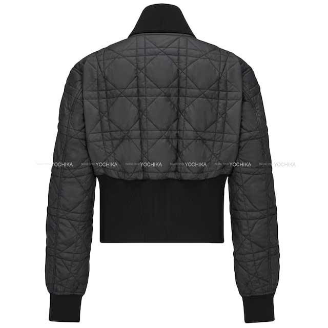 Dior Blouson Macro Cannage Quilting Technical Taffeta Bee embroidery Cropped Bomber Jacket #34 Noir (Black) Polyester Black HW 327C14A2827[BRAND NEW][Authentic]