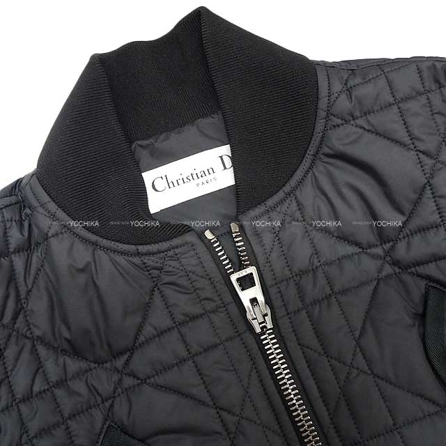 Dior Blouson Macro Cannage Quilting Technical Taffeta Bee embroidery Cropped Bomber Jacket #34 Noir (Black) Polyester Black HW 327C14A2827[BRAND NEW][Authentic]