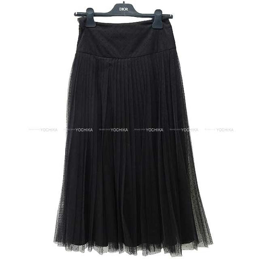 Dior skirt Plumti dot Pleats Midi Tulle #36 Noir (Black) Nyron 841J50A8810[BRAND NEW][Authentic]