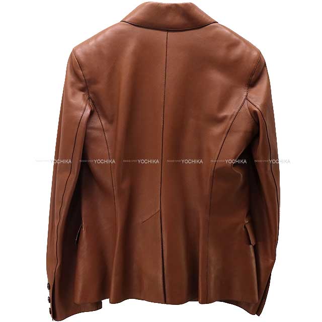 [Pre-loved] HERMES Tailored jacket Ladies Lining Bolduc #40 Brown Lambskin[LIKE NEW][Authentic]