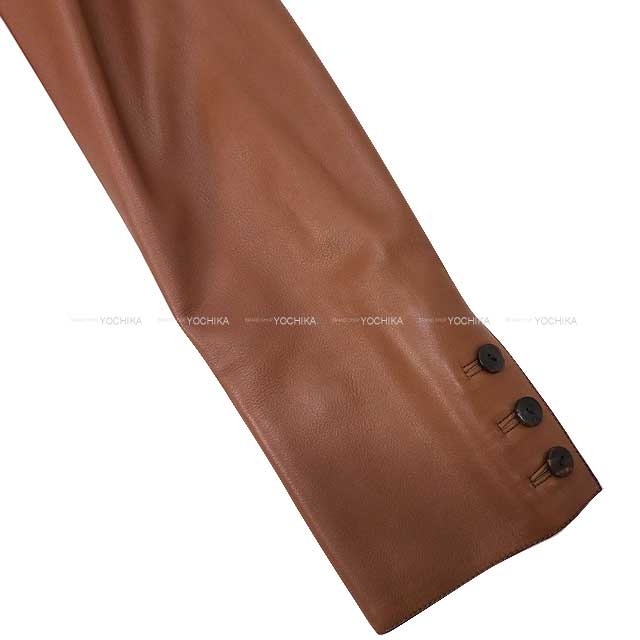 [Pre-loved] HERMES Tailored jacket Ladies Lining Bolduc #40 Brown Lambskin[LIKE NEW][Authentic]