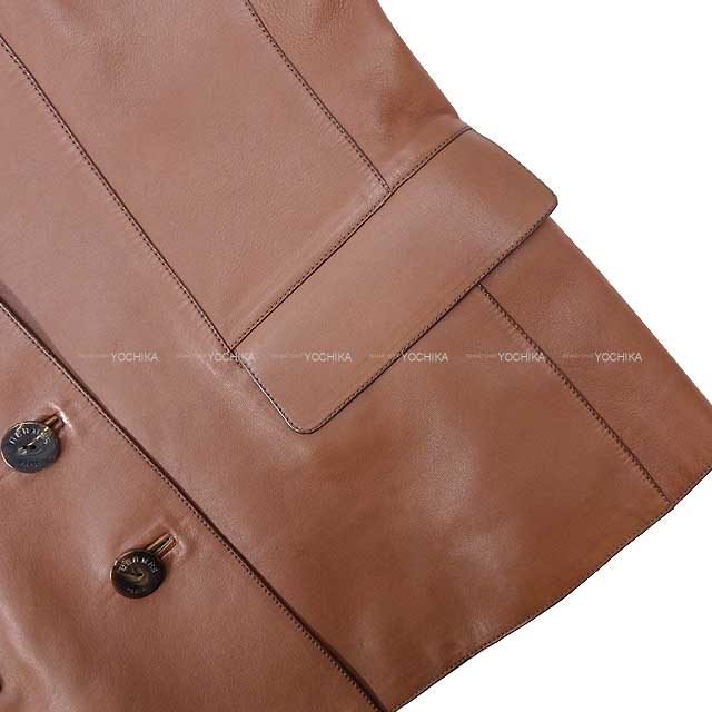 [Pre-loved] HERMES Tailored jacket Ladies Lining Bolduc #40 Brown Lambskin[LIKE NEW][Authentic]