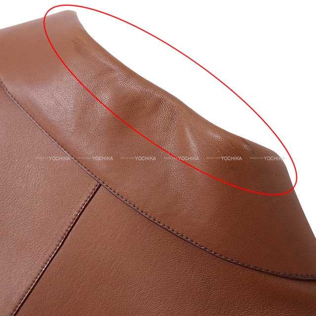 [Pre-loved] HERMES Tailored jacket Ladies Lining Bolduc #40 Brown Lambskin[LIKE NEW][Authentic]