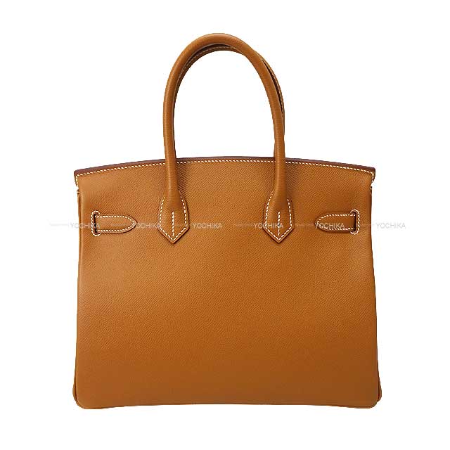 HERMES Handbag Birkin30 Gold Veau Epsom Silver HW Stamp B[ALMOST NEW][Authentic]