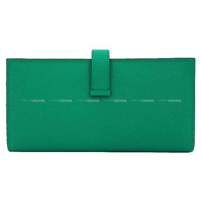 HERMES long wallet Bearn Soufflet Vert Jade Veau Epsom Silver HW Stamp U[BRAND NEW][Authentic]