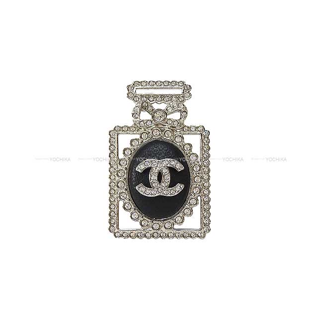 2023 AW NEW CHANEL broach Perfume Bottle Motif COCO Mark Leather&Rhinestone Silver/Noir (Black) Silver HW AB0546[BRAND NEW][Authentic]