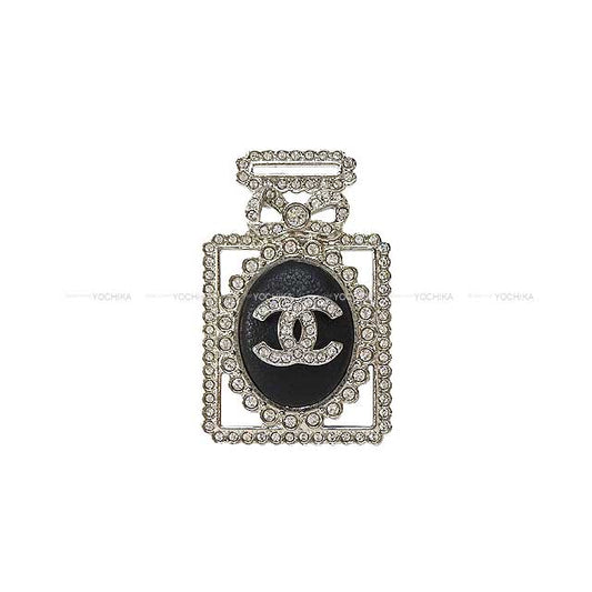 2023 AW NEW CHANEL broach Perfume Bottle Motif COCO Mark Leather&Rhinestone Silver/Noir (Black) Silver HW AB0546[BRAND NEW][Authentic]