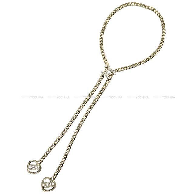 2023 AW NEW CHANEL necklace Looptie COCO Mark Logo Heart&Rhinestone Belt Gold HW ABB644[BRAND NEW][Authentic]