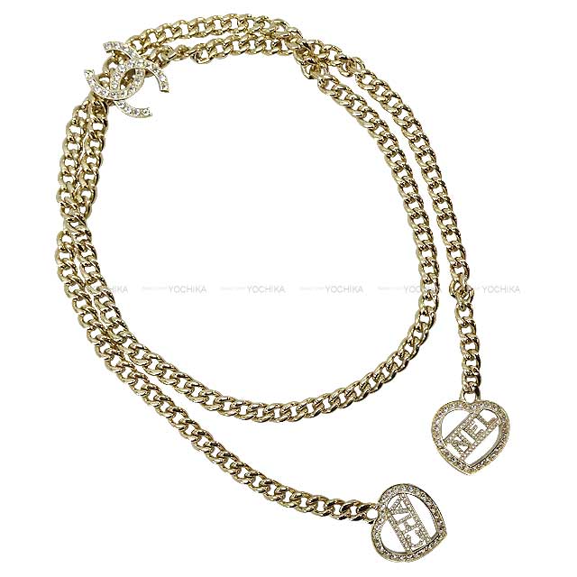 2023 AW NEW CHANEL necklace Looptie COCO Mark Logo Heart&Rhinestone Belt Gold HW ABB644[BRAND NEW][Authentic]