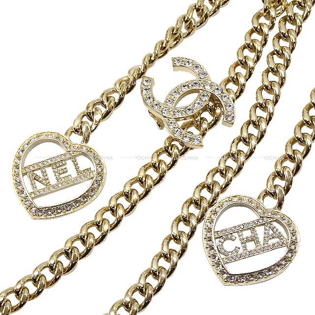 2023 AW NEW CHANEL necklace Looptie COCO Mark Logo Heart&Rhinestone Belt Gold HW ABB644[BRAND NEW][Authentic]