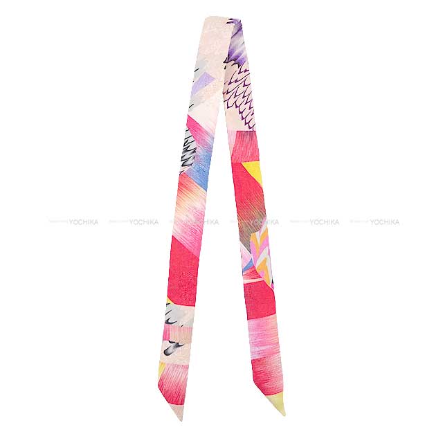 HERMES scarf Twilly doll Kyoto Marble Rose/Multi Color Silk100%[BRAND NEW][Authentic]