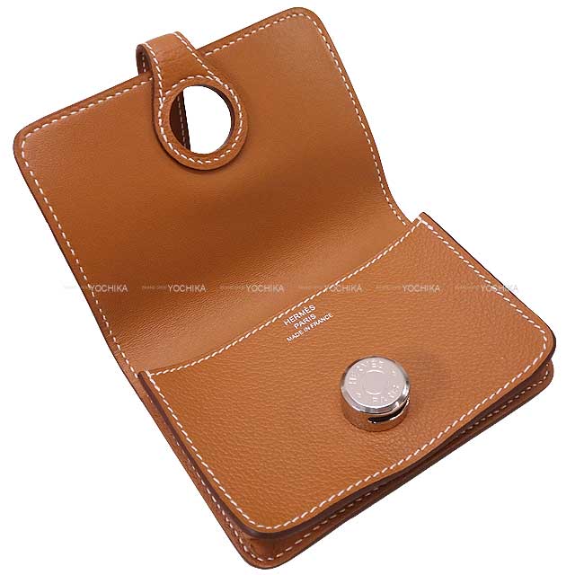 HERMES card holder Dogon Card holder Gold Evercolor Silver HW Stamp U[BRAND NEW][Authentic]