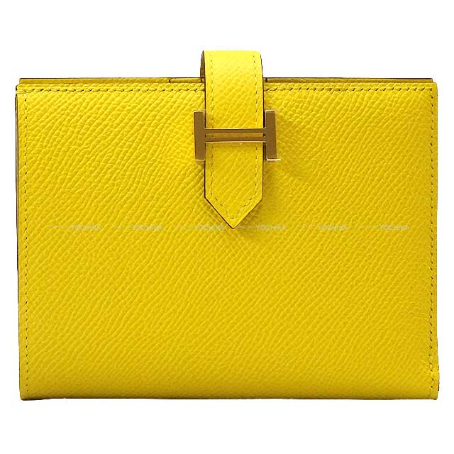 HERMES Bi-fold wallet Bearn Compact Jaune de Naples Veau Epsom Gold HW Stamp B[BRAND NEW][Authentic]