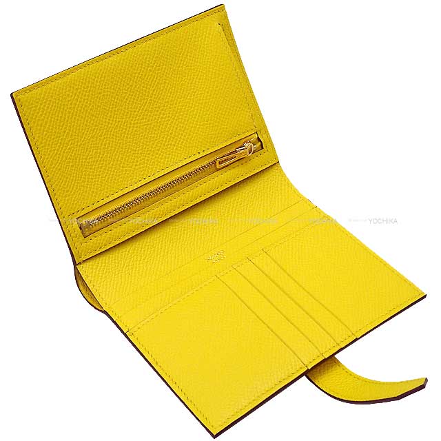 HERMES Bi-fold wallet Bearn Compact Jaune de Naples Veau Epsom Gold HW Stamp B[BRAND NEW][Authentic]