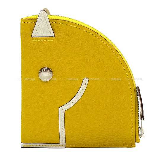 HERMES change purse Paddock Horse Jaune Amber/Craie Chevre Myzore Silver HW Stamp B[BRAND NEW][Authentic]