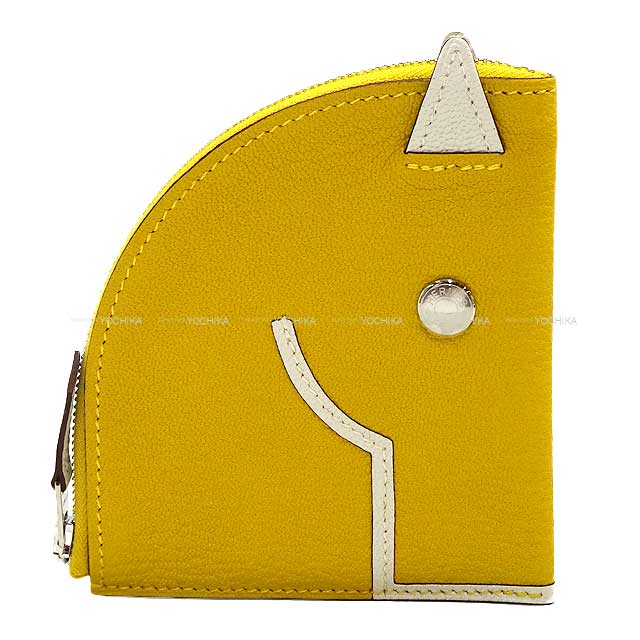 HERMES change purse Paddock Horse Jaune Amber/Craie Chevre Myzore Silver HW Stamp B[BRAND NEW][Authentic]