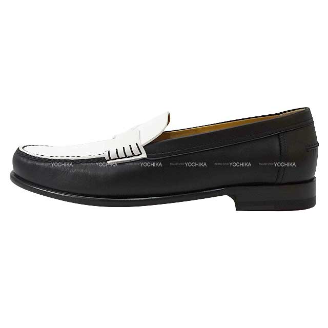 2022 SS HERMES loafers Shoes Moccasin Loafer Kennedy Noir (Black)/Blanc (White) Calfskin #38 1/2[BRAND NEW][Authentic]