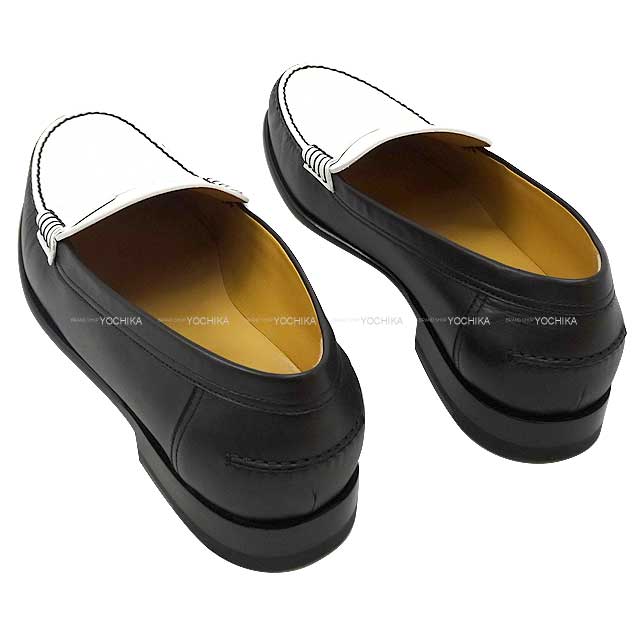 2022 SS HERMES loafers Shoes Moccasin Loafer Kennedy Noir (Black)/Blanc (White) Calfskin #38 1/2[BRAND NEW][Authentic]