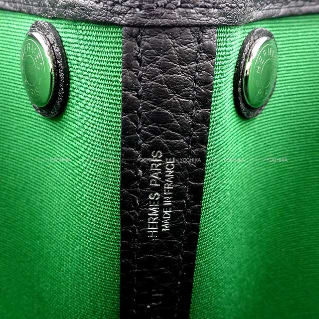 HERMES tote bag Garden Party 30 TPM Verso Etoupe/Noir (Black)/Vert Yucca Toile officier/Veau Negonda Silver HW Stamp B[BRAND NEW][Authentic]