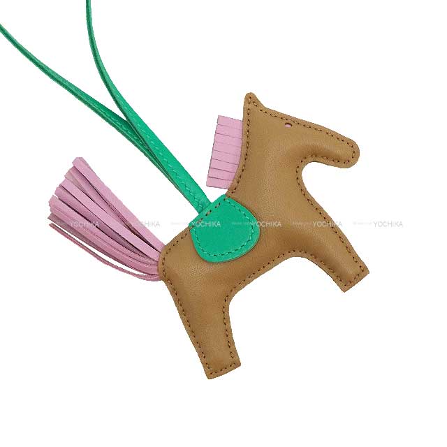 HERMES bag charm Rodeo PM Chai/Mauve sylvestre/Menthe (Mint) Agneau Milo Stamp U[BRAND NEW][Authentic]