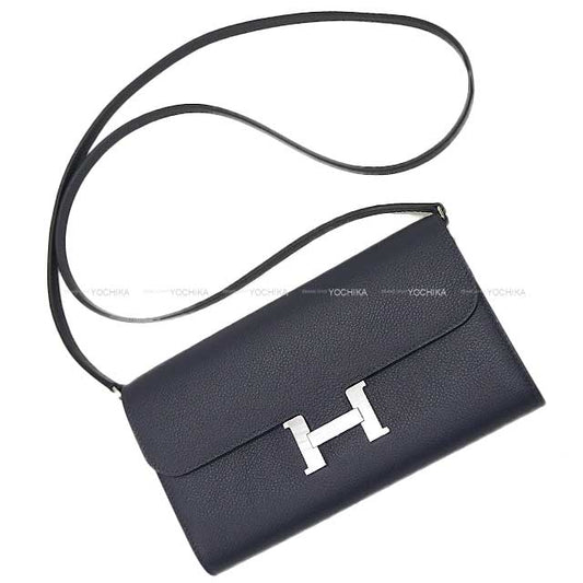 HERMES long wallet Constance Long wallet To Go Bleu Nuit Evercolor Silver HW Stamp B[BRAND NEW][Authentic]