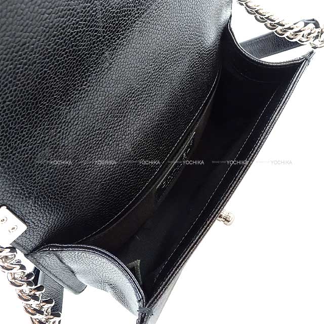 [Pre-loved] CHANEL Shoulder bag BOY CHANEL Chevron V Stitch Chain shoulder bag Noir (Black) Graind Calf(Caviarskin) Silver HW A67085[USED SA][Authentic]