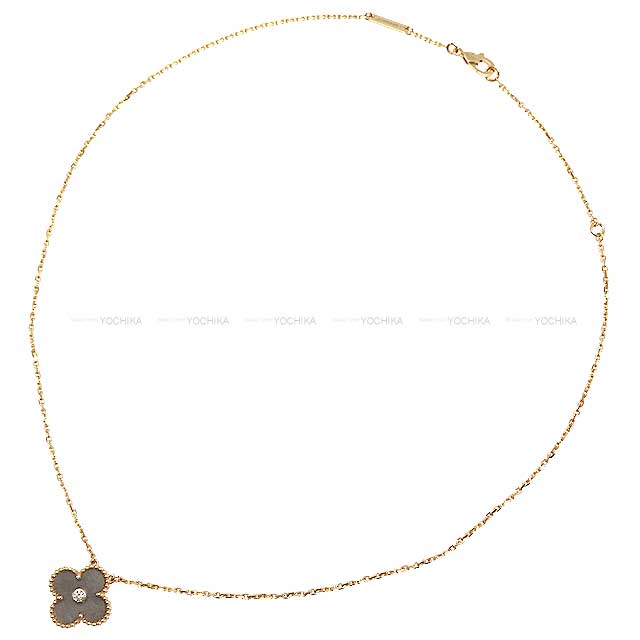 2023 NEW Holiday Collection Limited Van Cleef & Arpels necklace Vintage Alhambra 1P Diamond Grey Silver Obsidian(volcanic glass)/K18PG/diamond Rose Gold HW VCARP9T000[BRAND NEW][Authentic]