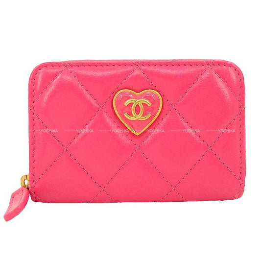 CHANEL change purse Matelasse Coco Mark Heart Pink Lambskin Mat Gold HW AP3294[BRAND NEW][Authentic]