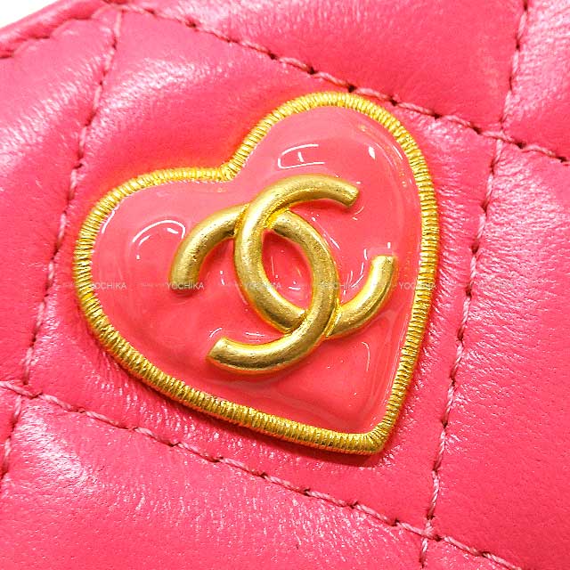 CHANEL change purse Matelasse Coco Mark Heart Pink Lambskin Mat Gold HW AP3294[BRAND NEW][Authentic]