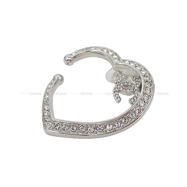 2023 AW NEW CHANEL earrings COCO Mark Heart Motif Rhinestone Silver Silver HW ABB663[BRAND NEW][Authentic]