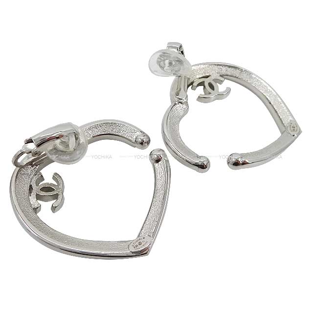 2023 AW NEW CHANEL earrings COCO Mark Heart Motif Rhinestone Silver Silver HW ABB663[BRAND NEW][Authentic]