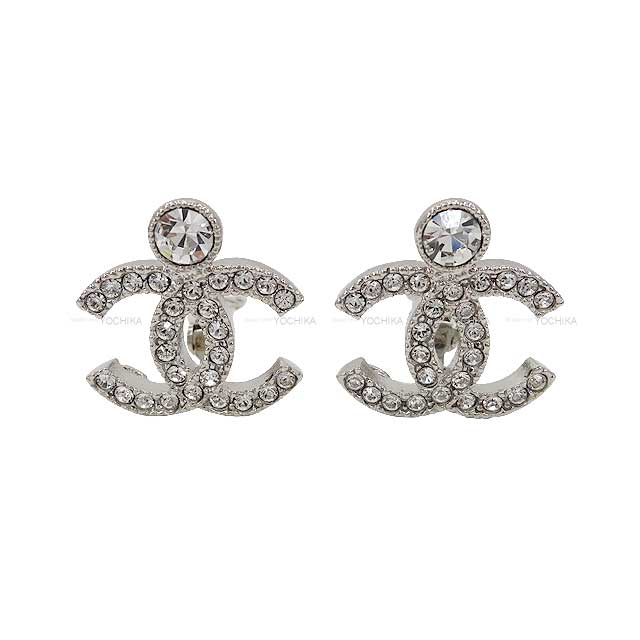 2023 New CHANEL earrings COCO Mark Rhinestone Silver Silver HW ABC298[BRAND NEW][Authentic]