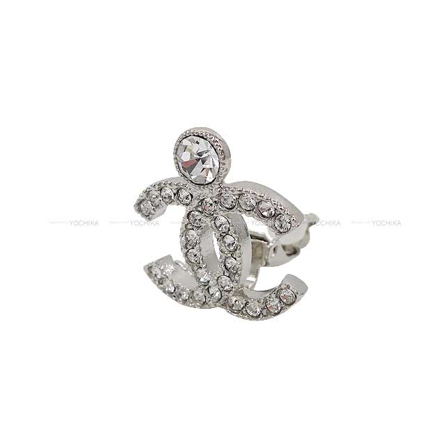 2023 New CHANEL earrings COCO Mark Rhinestone Silver Silver HW ABC298[BRAND NEW][Authentic]