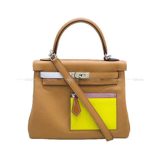 HERMES Shoulder bag Kelly25 Retourne Colormatic Chai/Lime/Blue brume/Cassis/Mauve sylvestre/Nata Veau Swift Silver HW Stamp U[EXCELLENT][Authentic]