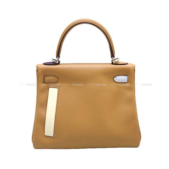 HERMES Shoulder bag Kelly25 Retourne Colormatic Chai/Lime/Blue brume/Cassis/Mauve sylvestre/Nata Veau Swift Silver HW Stamp U[EXCELLENT][Authentic]