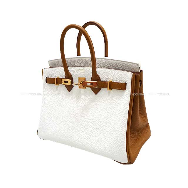 HERMES Handbag Birkin25 Personal order with stamp H Blanc (White)/Gold Taurillon Clemence Rose Gold HW Stamp U[BRAND NEW][Authentic]