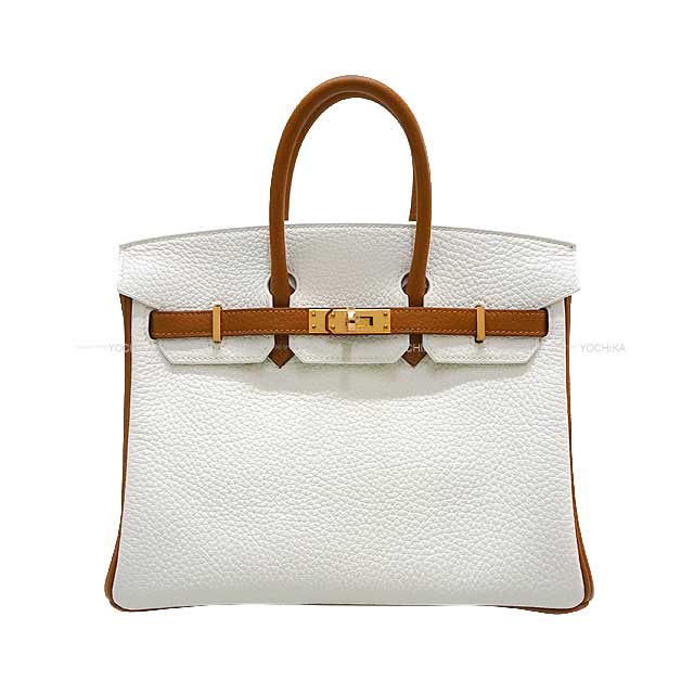 HERMES Handbag Birkin25 Personal order with stamp H Blanc (White)/Gold Taurillon Clemence Rose Gold HW Stamp U[BRAND NEW][Authentic]