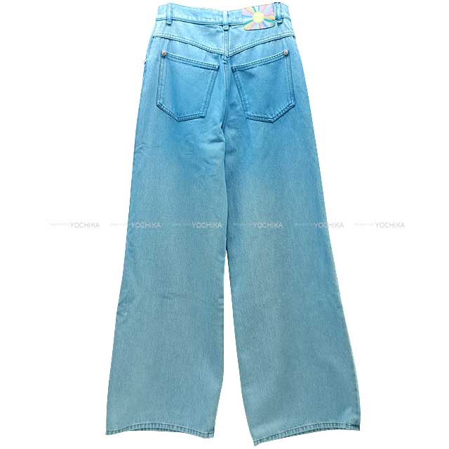 2024 SS Cruise Collection NEW CHANEL Denim Pants Wide Denim Jeans Gradation COCO Button #34 Blue/Rainbow Cotton 34 P76361[BRAND NEW][Authentic]