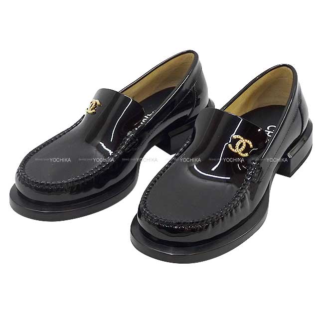 CHANEL loafers Paerl COCO Mark Oxford #37 Noir (Black) Patent calfskin #37 Gold HW G39447[BRAND NEW][Authentic]