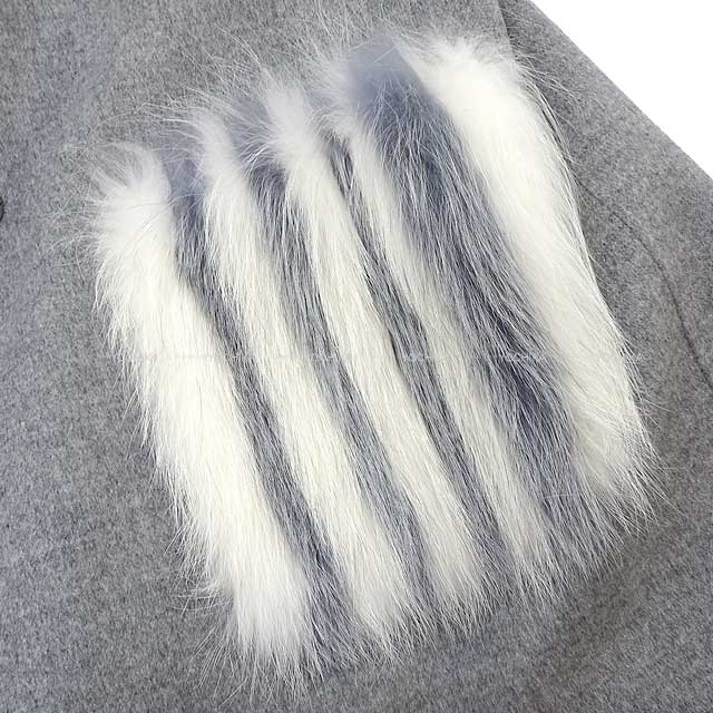 FENDI Poncho Poncho Coat  Pocker Fur #48 Gray Virgin Wool FF8369[BRAND NEW][Authentic]