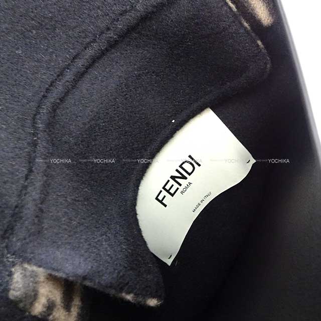 2020 AW FENDI Fur hoodie coat Zucca FF reversible coat #44 Noir (Black)/Brown Wool/Silk/Silver fox FF8581[EXCELLENT][Authentic]