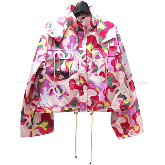 2021 AW  Hooded sweatshirt Logo Print Hood Zip-up Jacket #42 Pink/Multicolor Silk/Cotton P70173[EXCELLENT][Authentic]